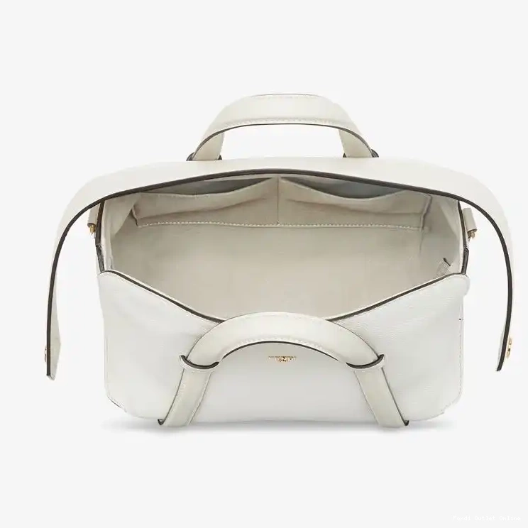 Cheap Bag Fendi 365 In Medium Grained Boston White Leather 0628